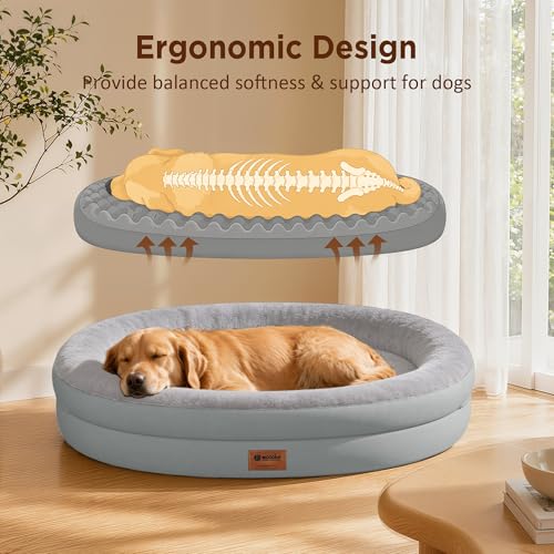 Waterproof Orthopedic Dog Bed for Extra Large Dogs (Silver / 53"L x 42"W x 8.5"Th)