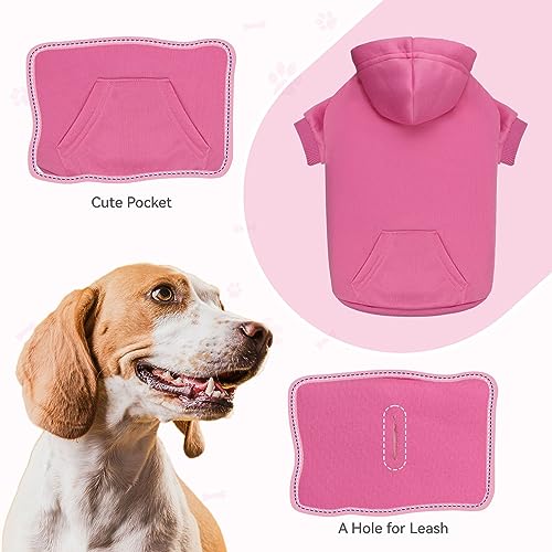 Dog Sweaters for Medium Dogs Dog Hoodie Dog Sweater Solid Soft Brushed Fleece Dog Clothes Dog Hoodie Sweatshirt with Pocket (Medium / Pink)