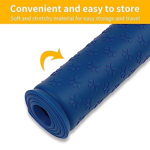 Silicone Pet Placemat for Dog and Cat (31.5"L x 23.6"W / Navy Blue)