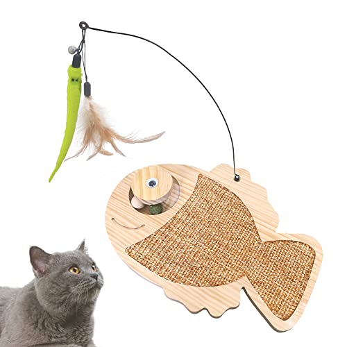 Interactive Cat Toy Natural Sisal Cat Scratcher Toy with Catnip Balls