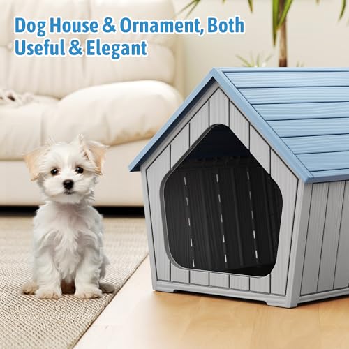 Small Dog House Outdoor Indoor (Blue / 23.43" L × 22.44" W × 22.24" H)