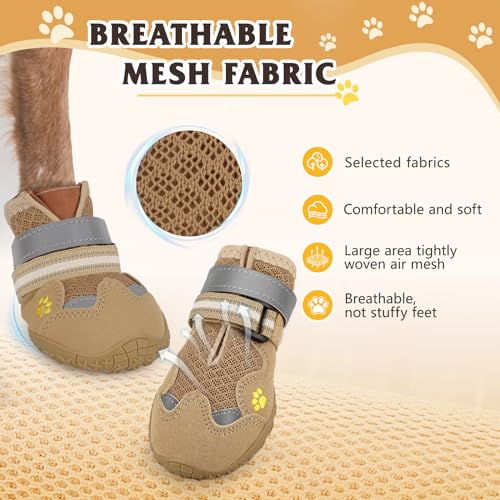 Dog Shoes for Large Medium Small Dog (Khaki / Size 8: 2.95''x3.46''(W*L))