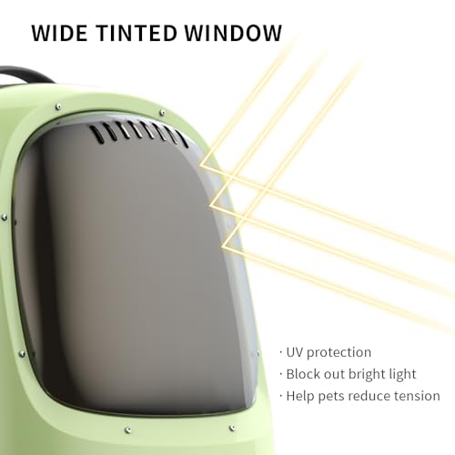 Cat Backpack Carrier for Kitty Small Dog with Inbuilt Fan & Light (Green)