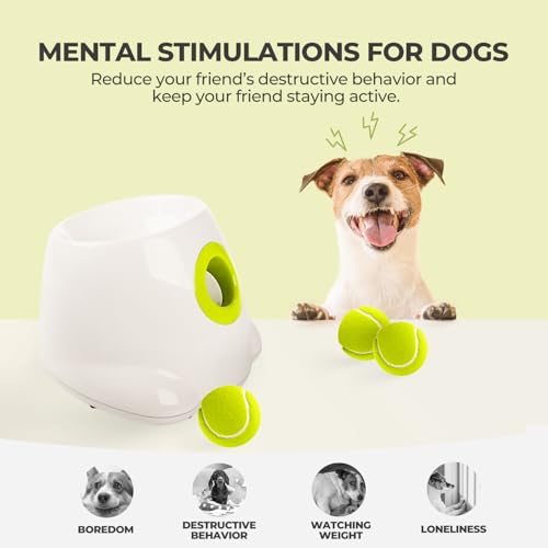 AFP Automatic Ball Launcher Dog Ball Thrower Machine Interactive Hyper Fetching Toy for Large Dogs (Mini Size-Tennis Balls)