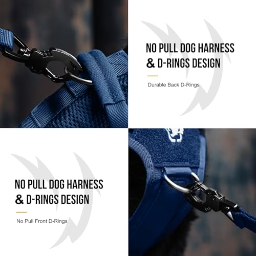 Tactical Dog Harness for Small Medium Large Dogs (Blue / S)