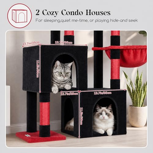 52in Gothic Cat Tree for Indoor Cats (Black Red / L)