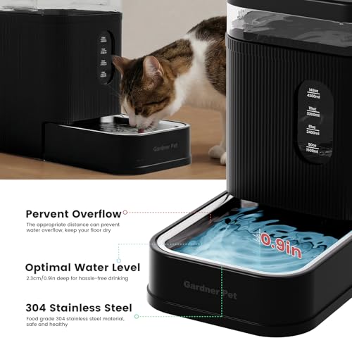 1.7 Gallon Automatic Dog Water Dispenser with Stainless Steel Bowl (Black / 1.7 Gallon)