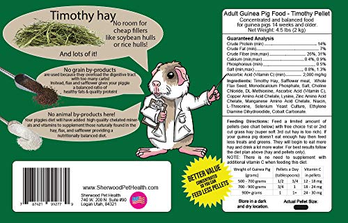 Adult Guinea Pig Food Measured Timothy Pellet (4.5 Pound (Pack of 1))