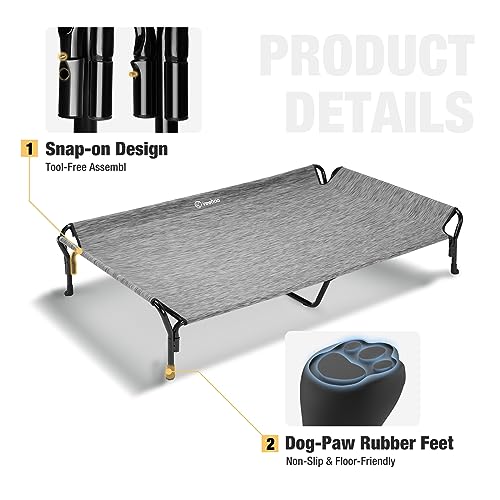 Cooling Elevated Dog Bed (Black Silver / 50.5"L x 33.5"W x 12.0"Th)