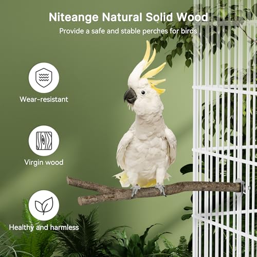 Natural Wooden Perches for Bird Cages (Natural Bark / 2 Pack)