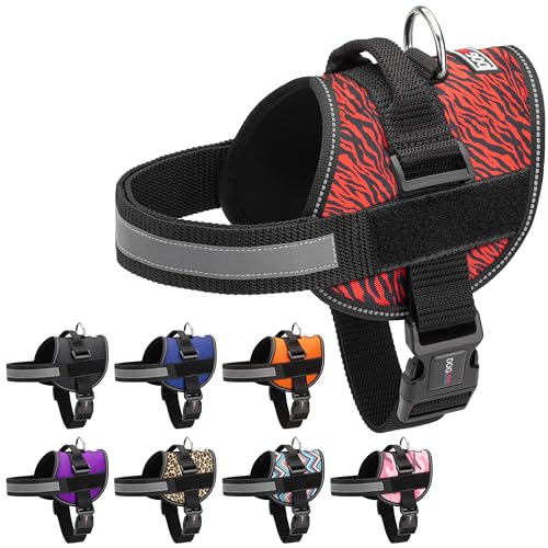 Dog Harness Reflective No (Zebra Black/Red / Girth 22" to 28")