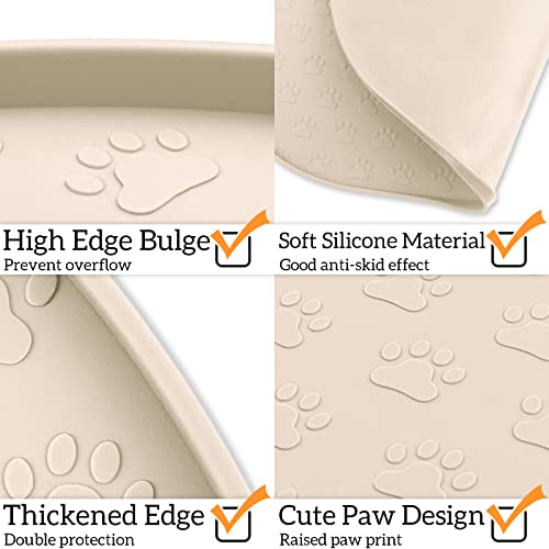 Dog Food Mat Spill (Beige / 19"L x 12"W)