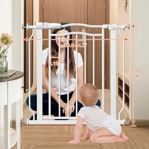 29.53 33.85 Inch Wide Baby Gate (White / 29.53"-33.85")