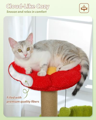 35" Flower Cat Tree for Kittens with Hammock & Sisal Posts (35" Upgraded Flower Cat Tree / Forest Brown)
