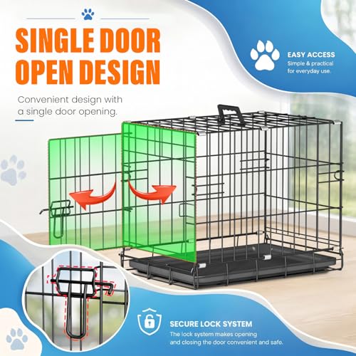 Dog Crate for Small Dogs 18 Inch Folding Kennel Metal Pet Cage Black (Black / 18.0"L x 12.0"W x 14.0"H)