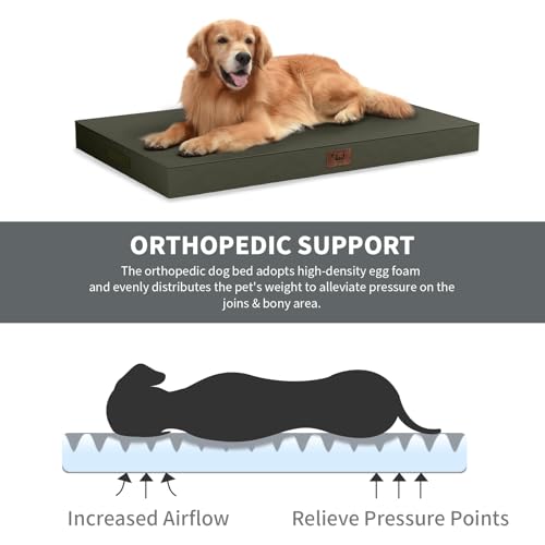 Waterproof Orthopedic Outdoor Dog Bed XL for Extra Large Dogs (Brown / 44.0"L x 32.0"W x 3.5"Th)