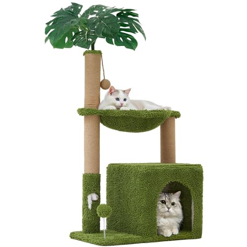 38'' Cat Tree Tower with Scratching Posts Cat Condo Tree Green (Green / 38‘’)