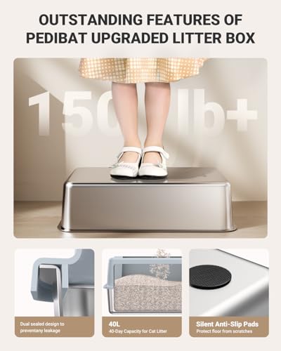 XL Stainless Steel Litter Box (Gray)