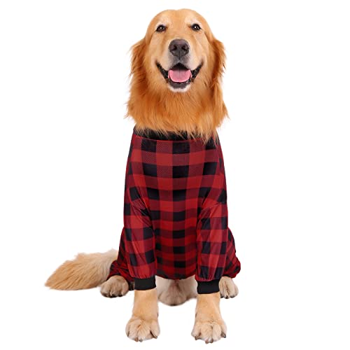 Dog Pajamas One Piece Light Comfy Pjs Pet Costume M (Large / Buffalo Plaid)