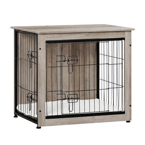 27" Dog Crate Furniture (Greige / 27.2"L x 20.1"W x 23.6"H)