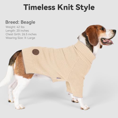 Dog Sweater Long Sleeve Warm Knit Sweaters for Large Dogs Boy Girl (Beige / XXX-Large)