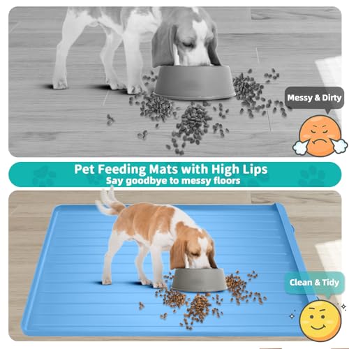 Pet Mats for Food and Water (Blue / 39.4"L x 27"W)