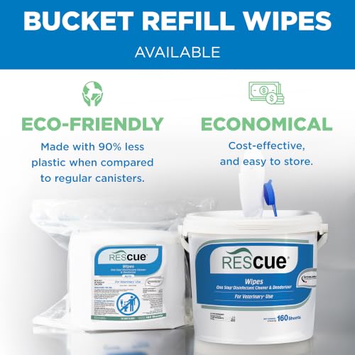 One Step Disinfectant Cleaner & Deodorizer Wipes for Vet Use (Bucket (4 Pack) XL Wipes)
