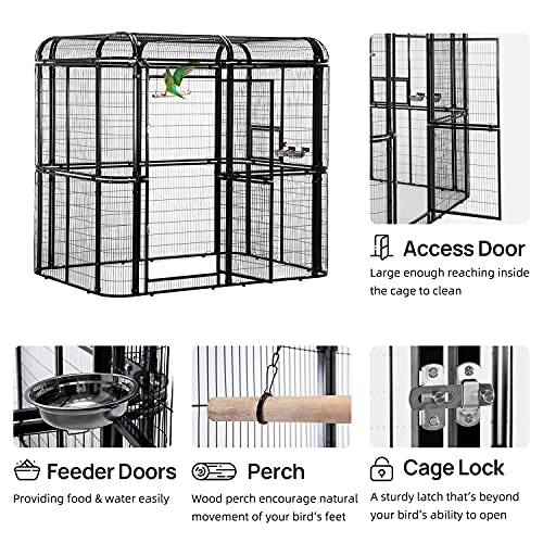 Parrot Cages for Large Birds Outdoor Extra Large Bird Cage with Bird Cage and Perch (Black)