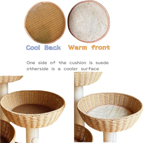 Rattan Modern Cat Tree Tower for Indoor Large Cats (Large01)
