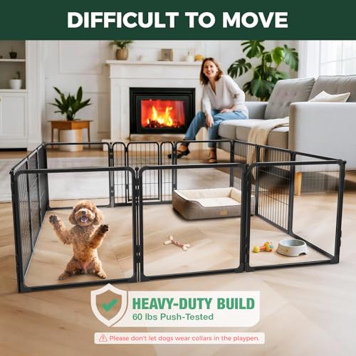 AuraSpace Pro Acrylic & Wire Mesh Indoor Dog Playpen (Black / 24"H)