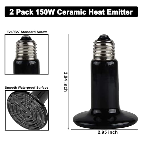 15 inch Dual Reptile Light Fixture Reptile Heat Lamp (15inch with 2PCS 150W ceramic heat emitter)