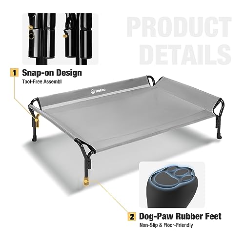 Cooling Elevated Dog Bed (Grey / 47.0"L x 32.0"W x 12.0"Th)