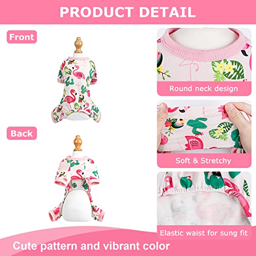 Dog Pajamas Pjs Summer Girl Dog Clothes for Small Dogs Girl (Tropical Flamingo / Small（3-5 lb))