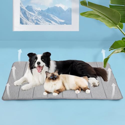 Dog Cooling Mat for Large Dogs (Grey / 47"L x 29"W x 0.8"H)