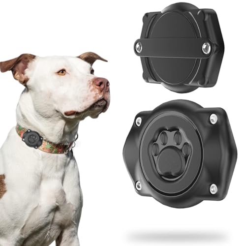 AirTag Dog Collar Holder 2 Pack Compatible with Apple Air Tag 1st & 2nd Gen (Black / 2 Pack)