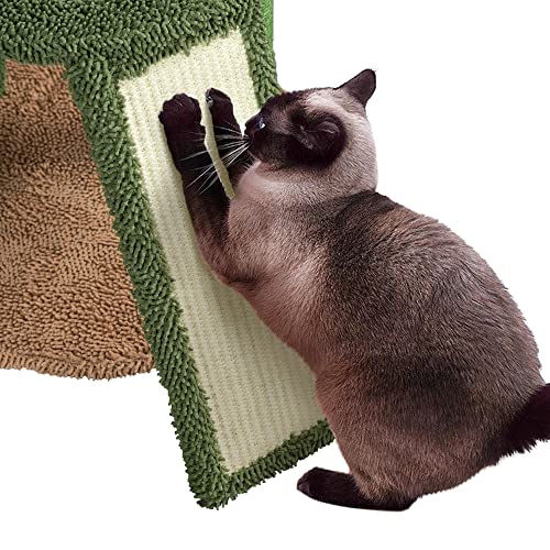 42in Green Cactus Cat Tree Tower with Scratching Posts and Condo (Green & Brown)
