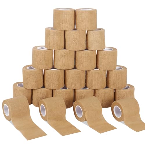24 Pack Self Adhesive Bandage Wrap (Brown / 2 Inch)