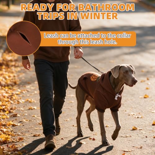 Fall Dog Clothes Thanksgiving Pet Hoodie Sweater for Large Dogs (Brown / Large)