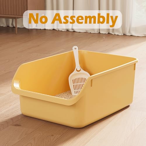 Large Cat Litter Box with High Sides (Yellow)