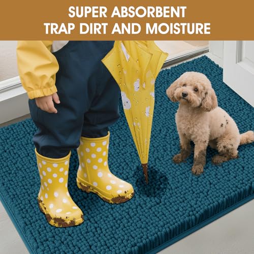 Dog Door Mat for Muddy Paws (Teal Blue / 71" x 25")