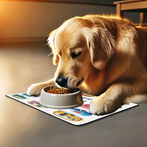 Camper Pet Mat for Food and Water (Indigo Yellow)