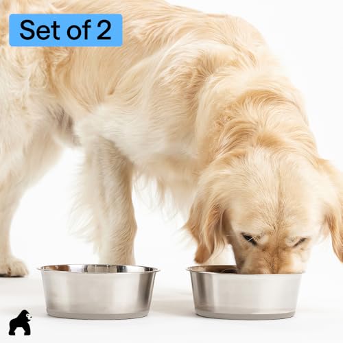 Dog Bowls Food Grade Stainless Steel (Beige / 8 Cup (Set of 2))