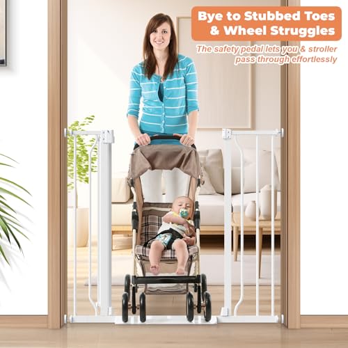 34" Tall Baby Gate No Drilling (White / 29-40"Wide, 34"Tall)