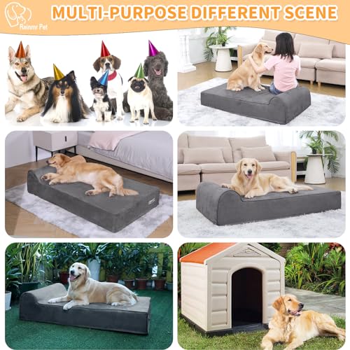Orthopedic Dog Beds for Large Dogs (48.0"L x 30.0"W x 7.0"TH / Premium Version-Grey)