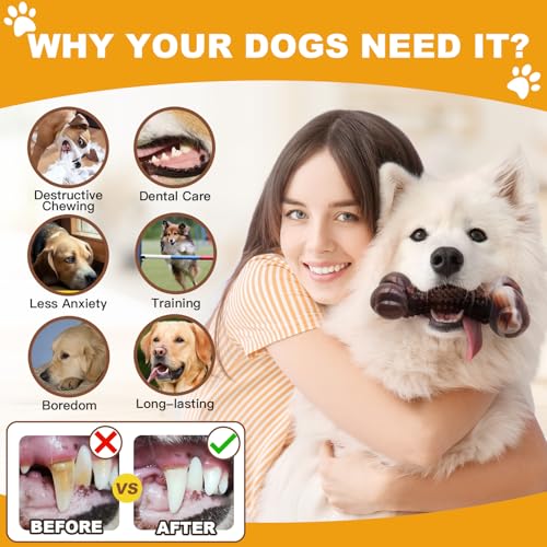 Dog Chew Toys for Aggressive Chewers (Real Bacon&Beef)