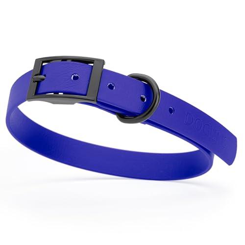 Biothane Waterproof Dog Collar Strong Coated Nylon Webbing with Black Hardware Odor (W3/4" x L15-18" / Blueberry Royal)