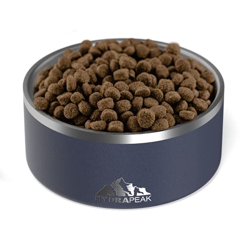 Dog Bowl, Non-Slip Stainless Steel Water and Food Dish, 8 Cup (Navy) (Navy / 8 Cup)