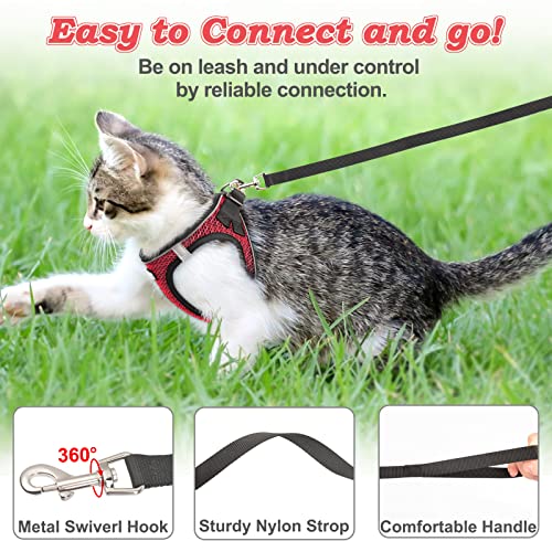 Cat Harness and Leash for Walking Escape Proof (M / Red)