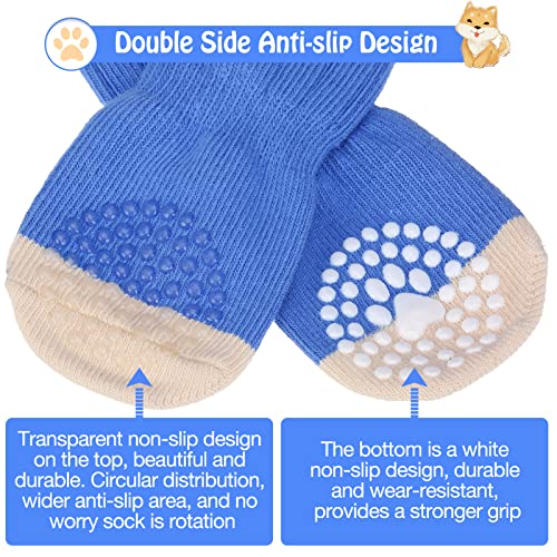 Anti Slip Dog Socks to Prevent Licking Paws for Hot (Blue Pearl Paw(Pack of 6) / Small)