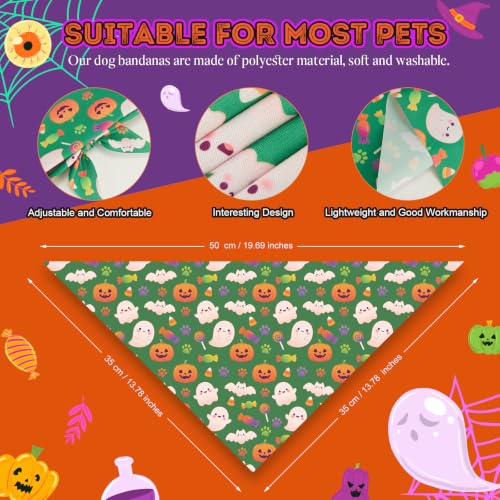 100 Pcs Halloween Dog Bandanas Bulk Cute Dog Paw Prints Pattern (Halloween Paw Prints / 19.7 x 13.8 x 13.8 Inch)